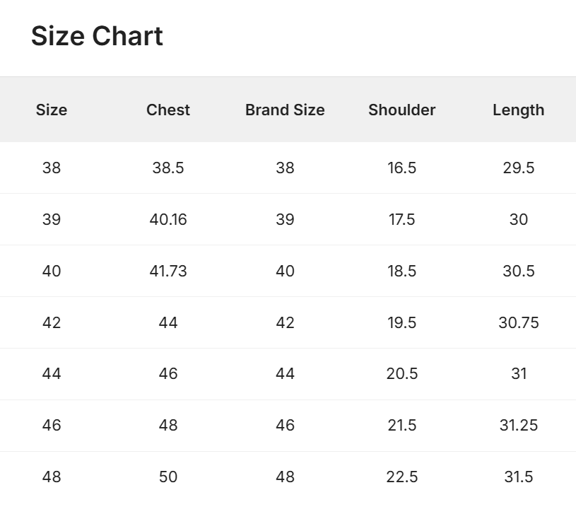 Size Chart