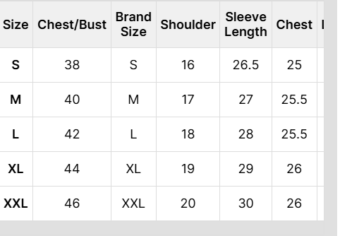 Size Chart
