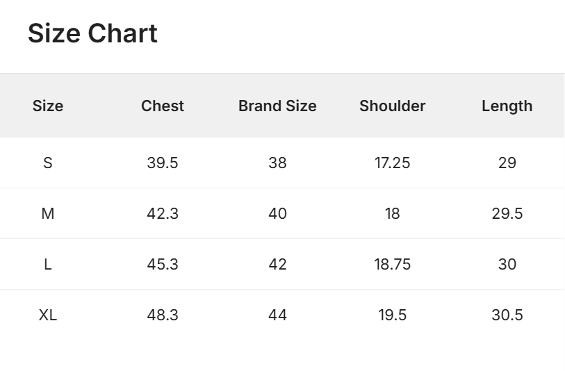 Size Chart