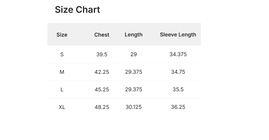 Size Chart
