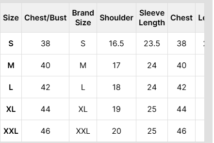 Size Chart