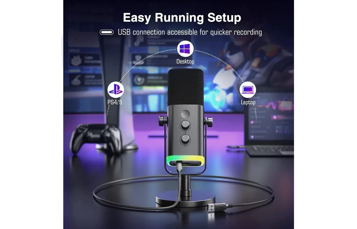 FIFINE AmpliGame AM8 RGB Microphone