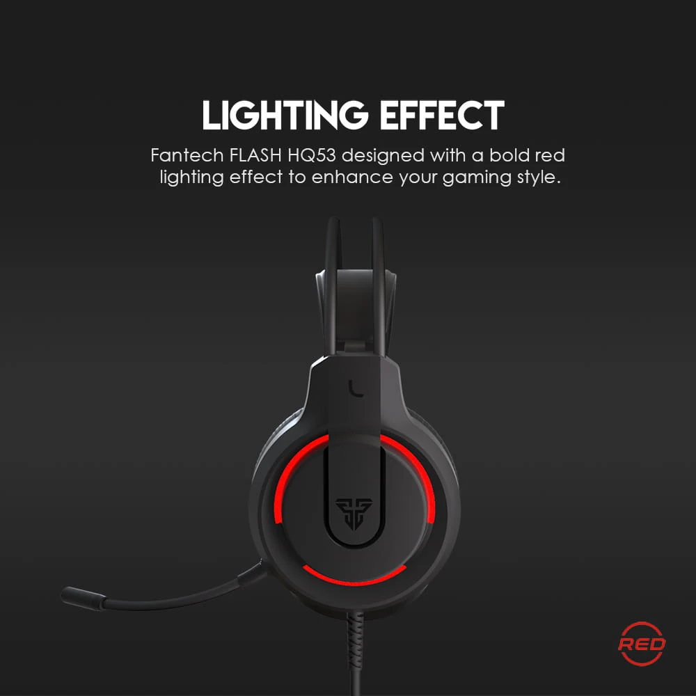 Fantech Flash HQ53 Gaming Headset (50 mm Speaker Drivers| 20-20,000Hz Speaker Frequency | High-Comfort Ear Cushions | 3.5mm Dual Cable | 1-Year Warranty)