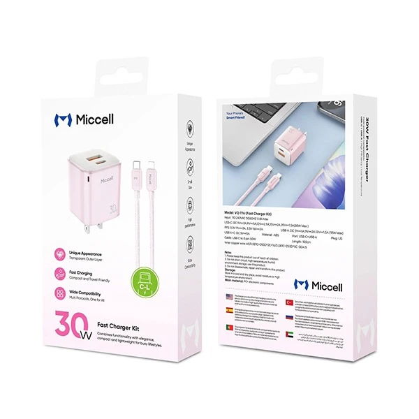 Miccell 30W Fast Charger | Type C - Lightening