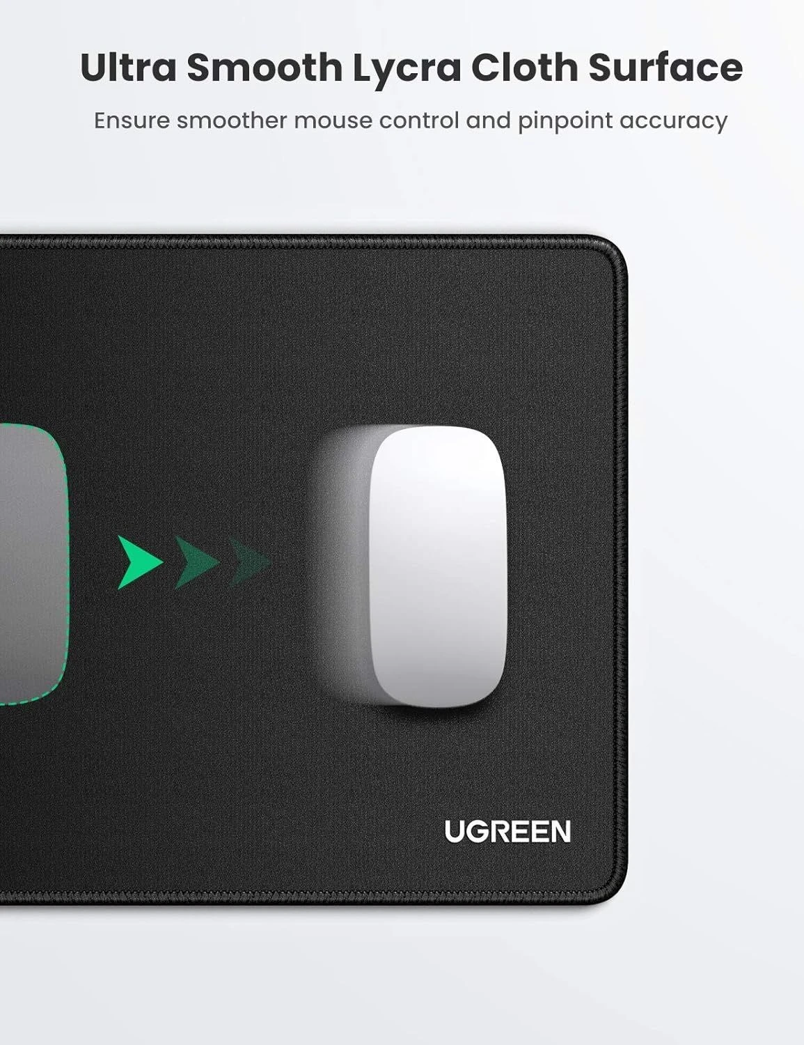 UGREEN Extended Gaming Mouse Pad with Stitched Edges, Large Mouse Pad with Premium-Textured Cloth, Non-Slip Rubber Base, Waterproof Keyboard Pad, Desk Mat for Gamer, Office and Home-Black