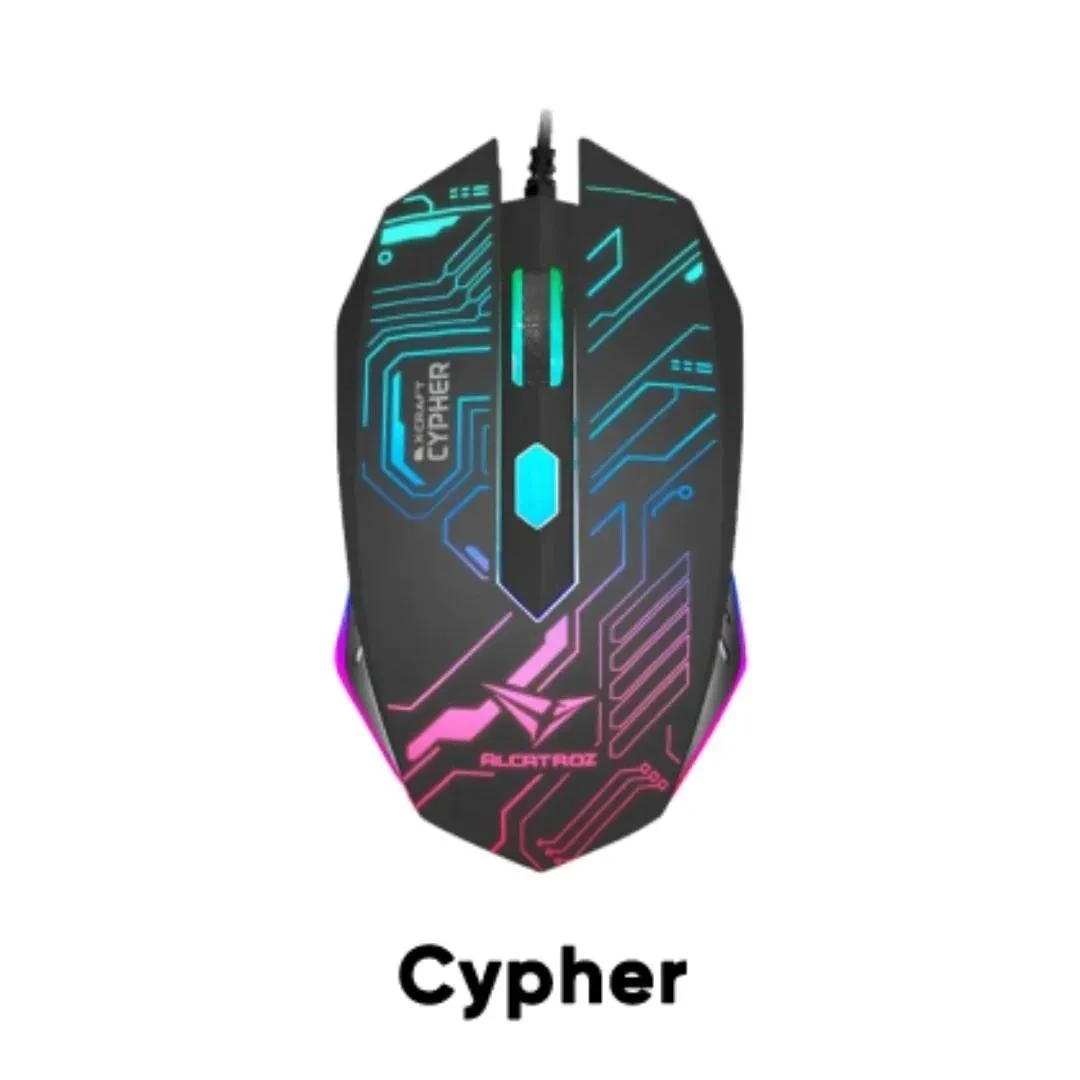 Alcatroz X-Craft Cypher / Crypto Gaming Mouse – RGB Lightning, 1200 DPI
