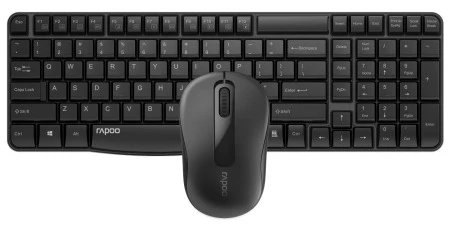 Rapoo 8050T Multi-mode Wireless Desktop Set - Wireless Keyboard & Mouse Combo, Full size with Hot Keys (Black)