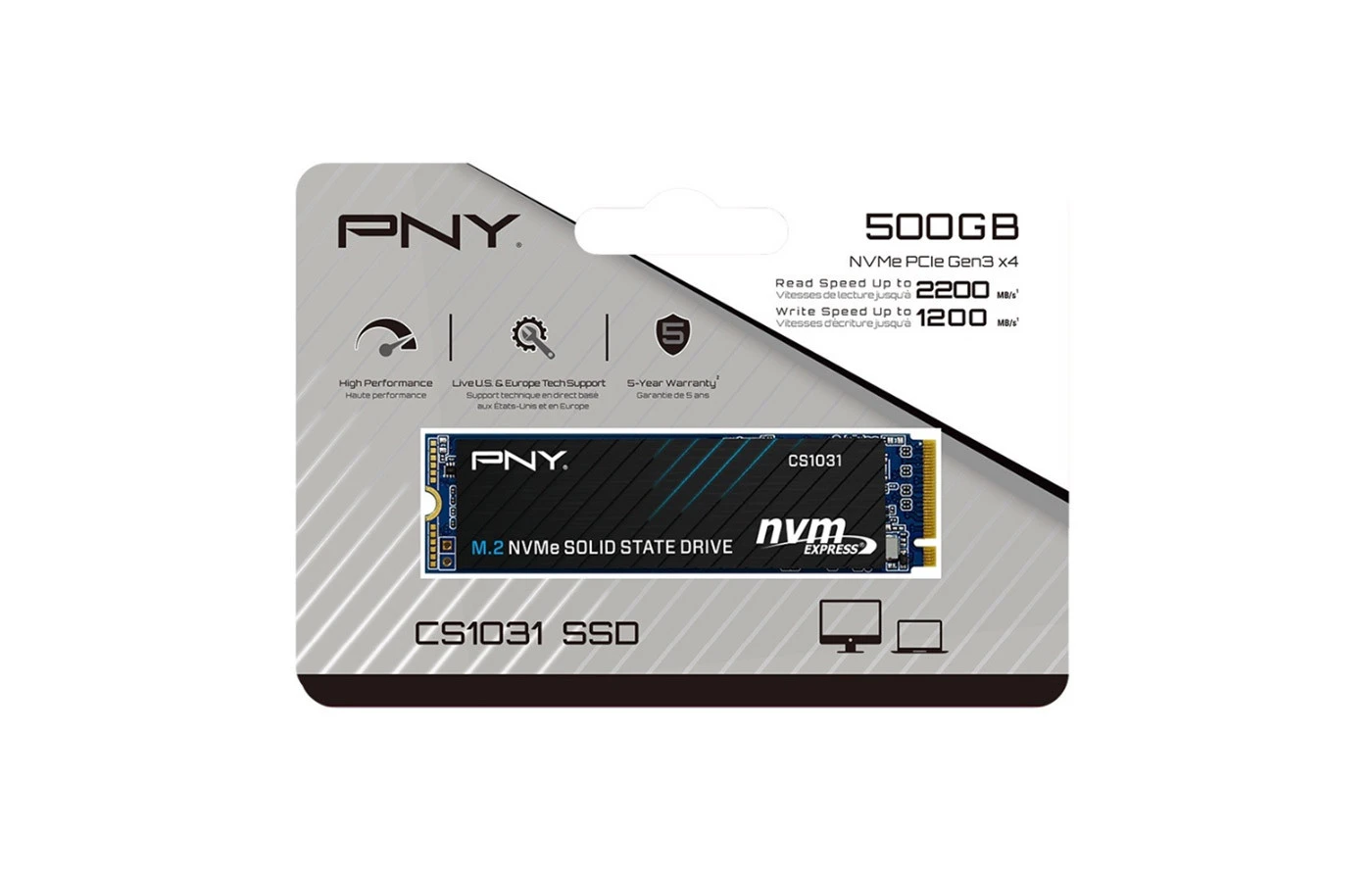 PNY CS1031 M.2 2280 NVMe Gen3x4 500GB SSD Storage