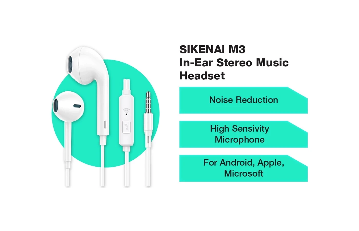 SIKENAI M3 In-Ear Stereo Headset with Mic