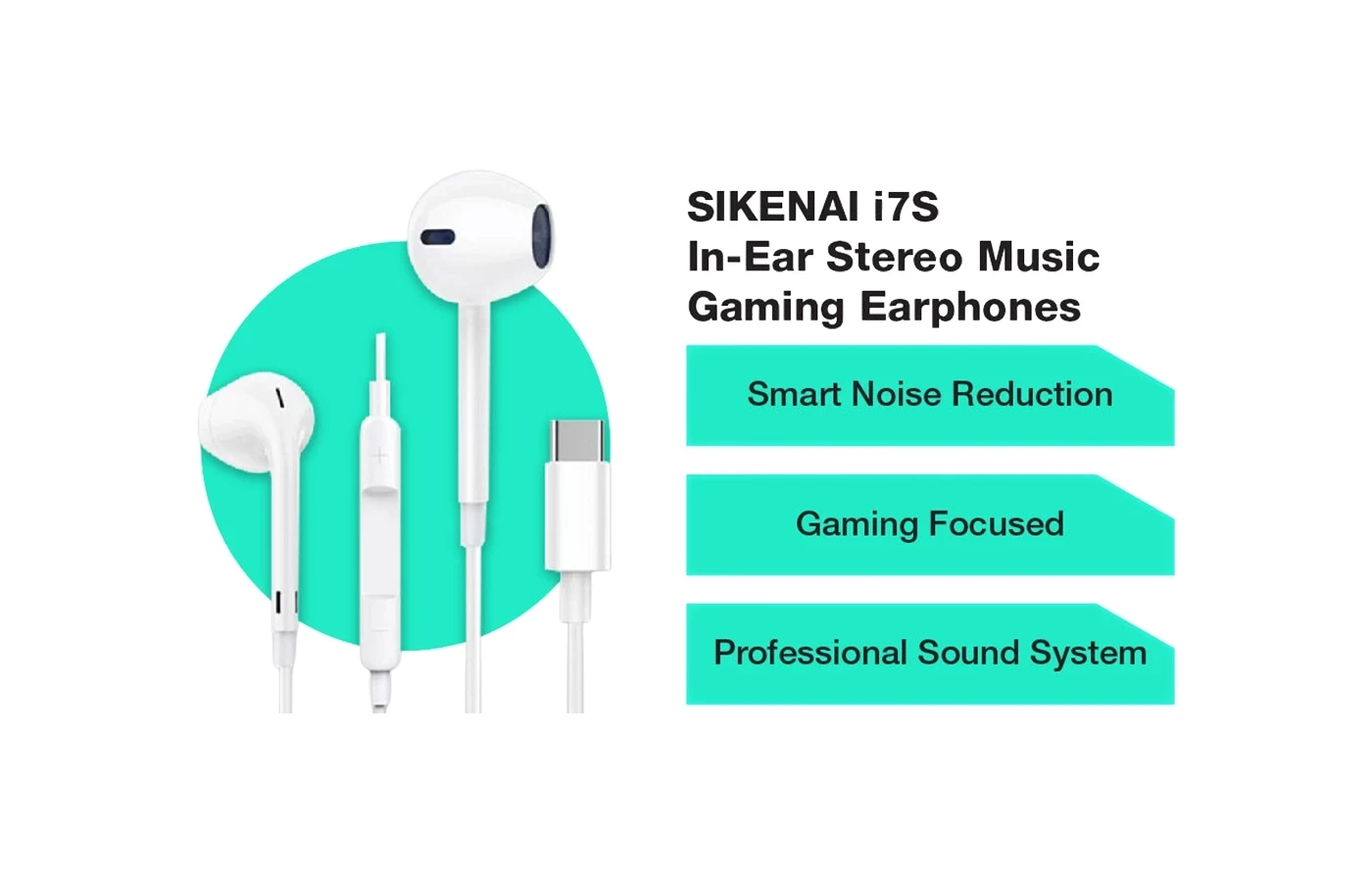 SIKENAI i7S Type-C Noise-Cancelling Wired Earphones