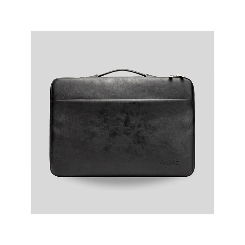 Kinmac 360° 13.3 inch Cushion Protective Waterproof Laptop Sleeve Black Leather