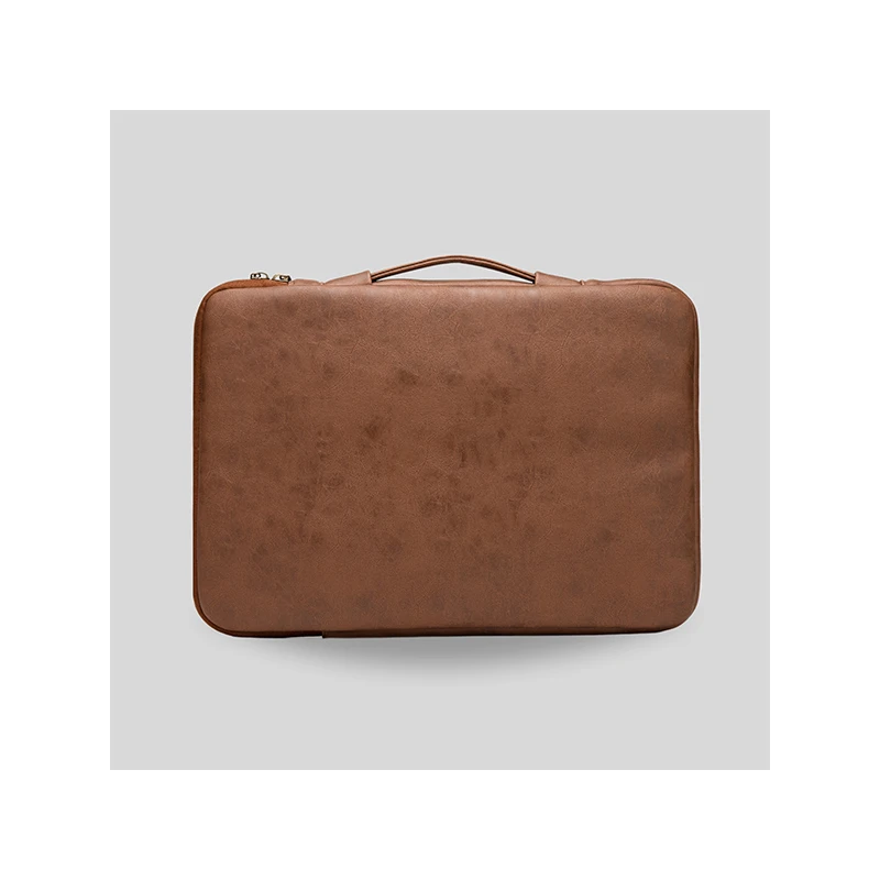 Kinmac 360° 13.3 inch Cushion Protective Waterproof Laptop Sleeve Brown Leather