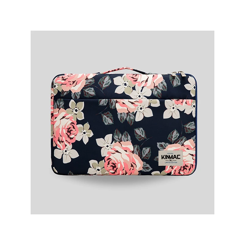 Kinmac 360° 13.3 inch Cushion Protective Waterproof Laptop Sleeve Blue Flower