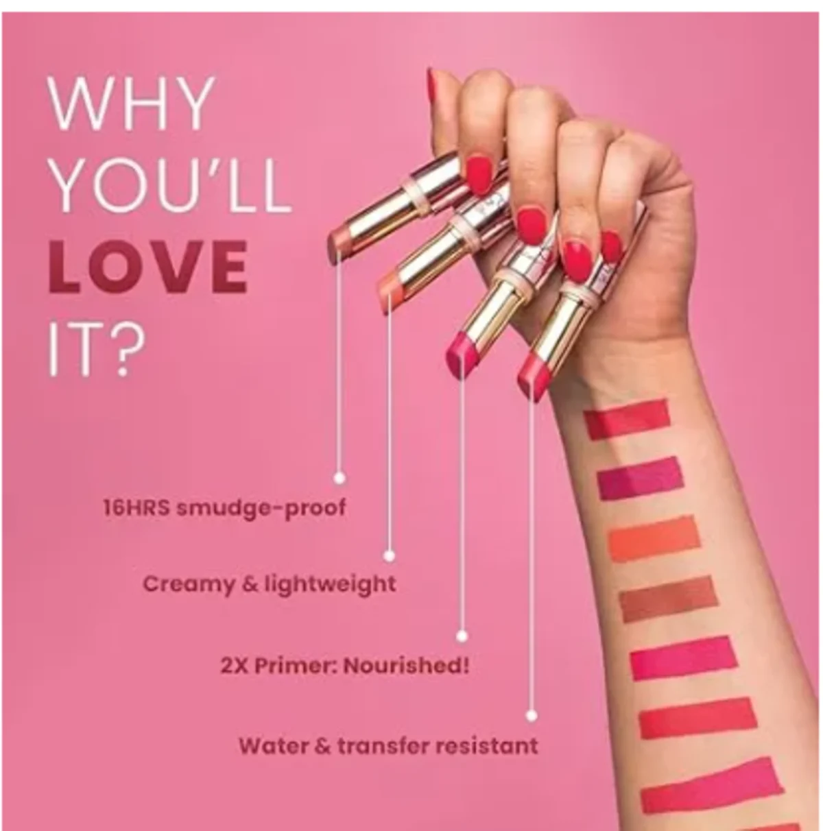 Lakme 9 To 5 Primer+Matte MP8 Rosy Sunday Lipsticks - 3.6gm