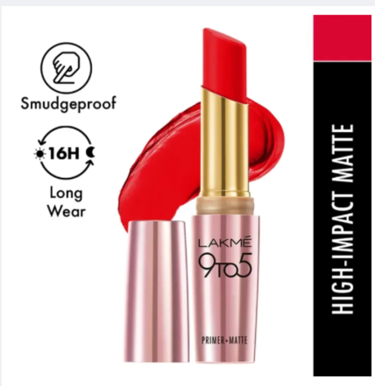 Lakme 9 To 5 Primer+Matte MR2 Red Coat Lipsticks - 3.6gm BUY 1 GET 1 FREE