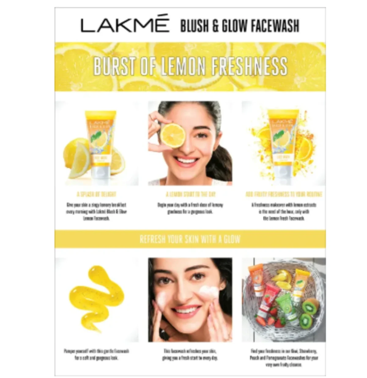 Lakme Blush & Glow Brightening Face Wash Lemon With Vitamin C Serum 100g