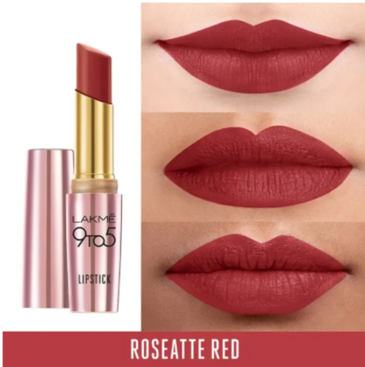 Lakme 9 To 5 Primer+Matte MR4 Roseatte Red Lipsticks - 3.6gm