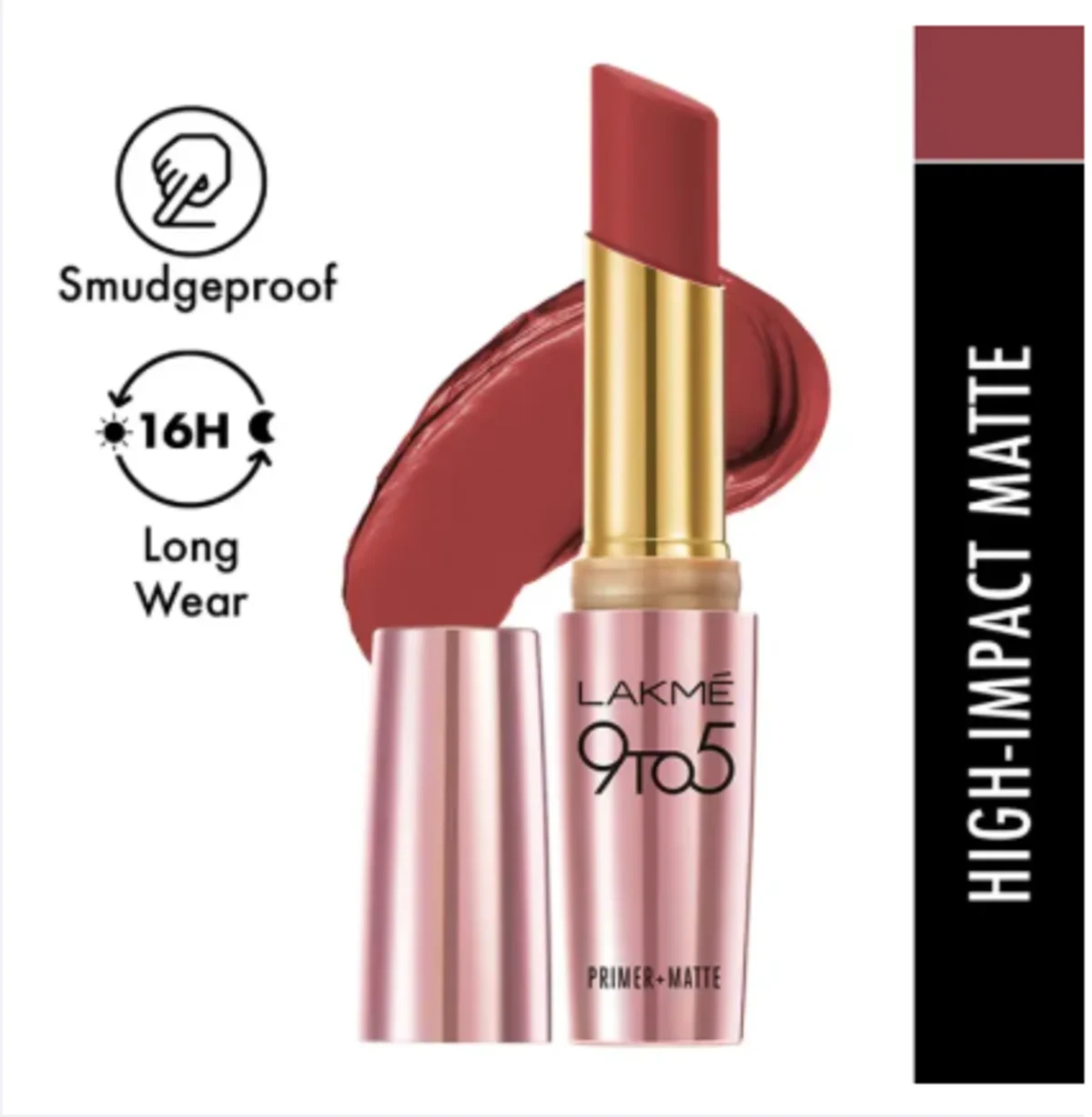 Lakme 9 To 5 Primer+Matte MP8 Rosy Sunday Lipsticks - 3.6gm