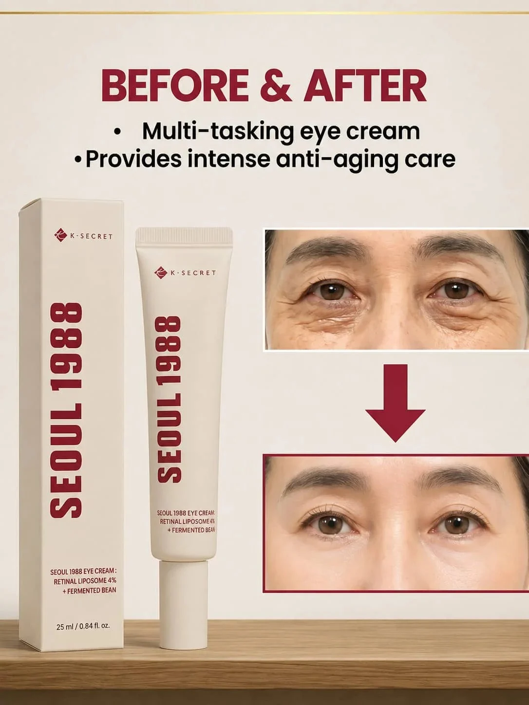K-SECRET Seoul 1988 Retinal Liposome 4% Korean Eye Cream | Anti-Aging, Dark Circles, Fine Lines & Puffiness cares