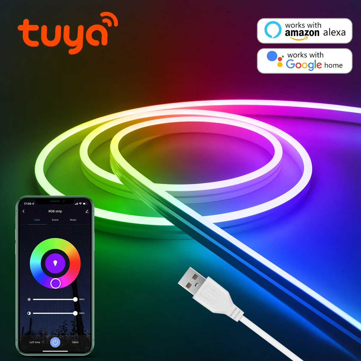 Portable Electric 10 Meter RGB LED Neon Rope Light – Smart App & Remote Control | IP68 Waterproof