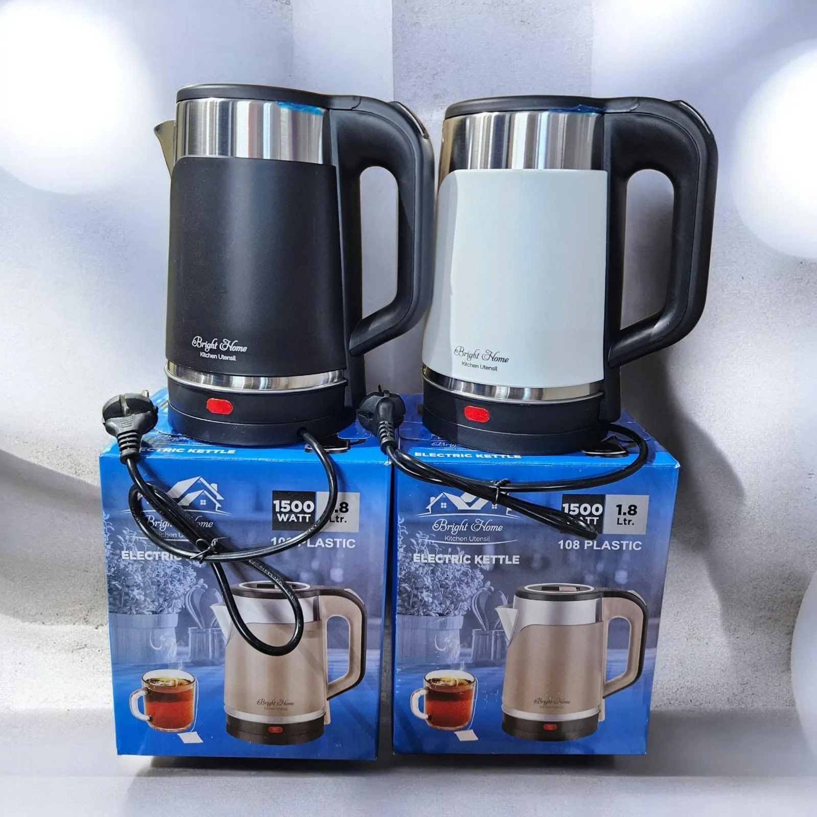 Electric Jug Stainless Steel Kettle - Multicolor