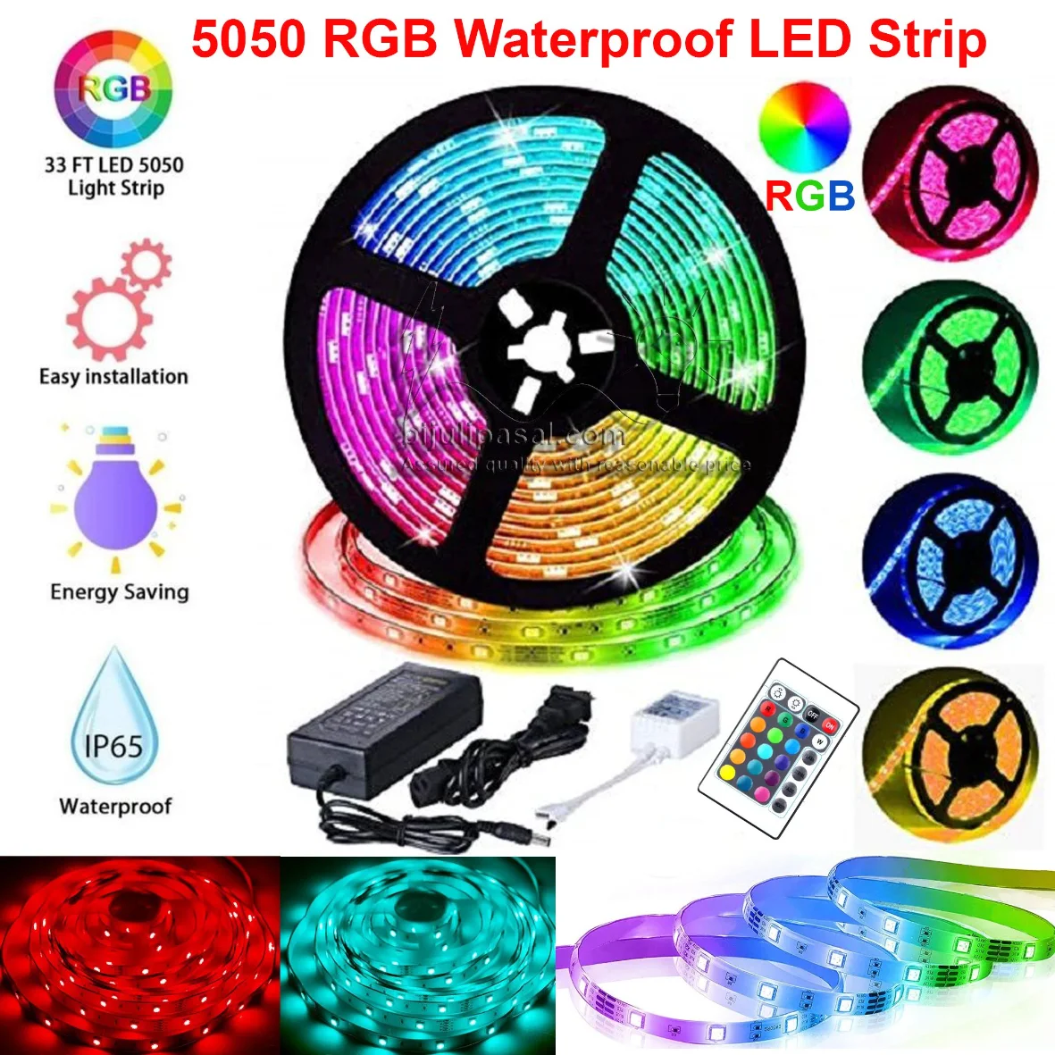 5M RGB LED Strip Light with Remote Control For Room Decoration Lighting.