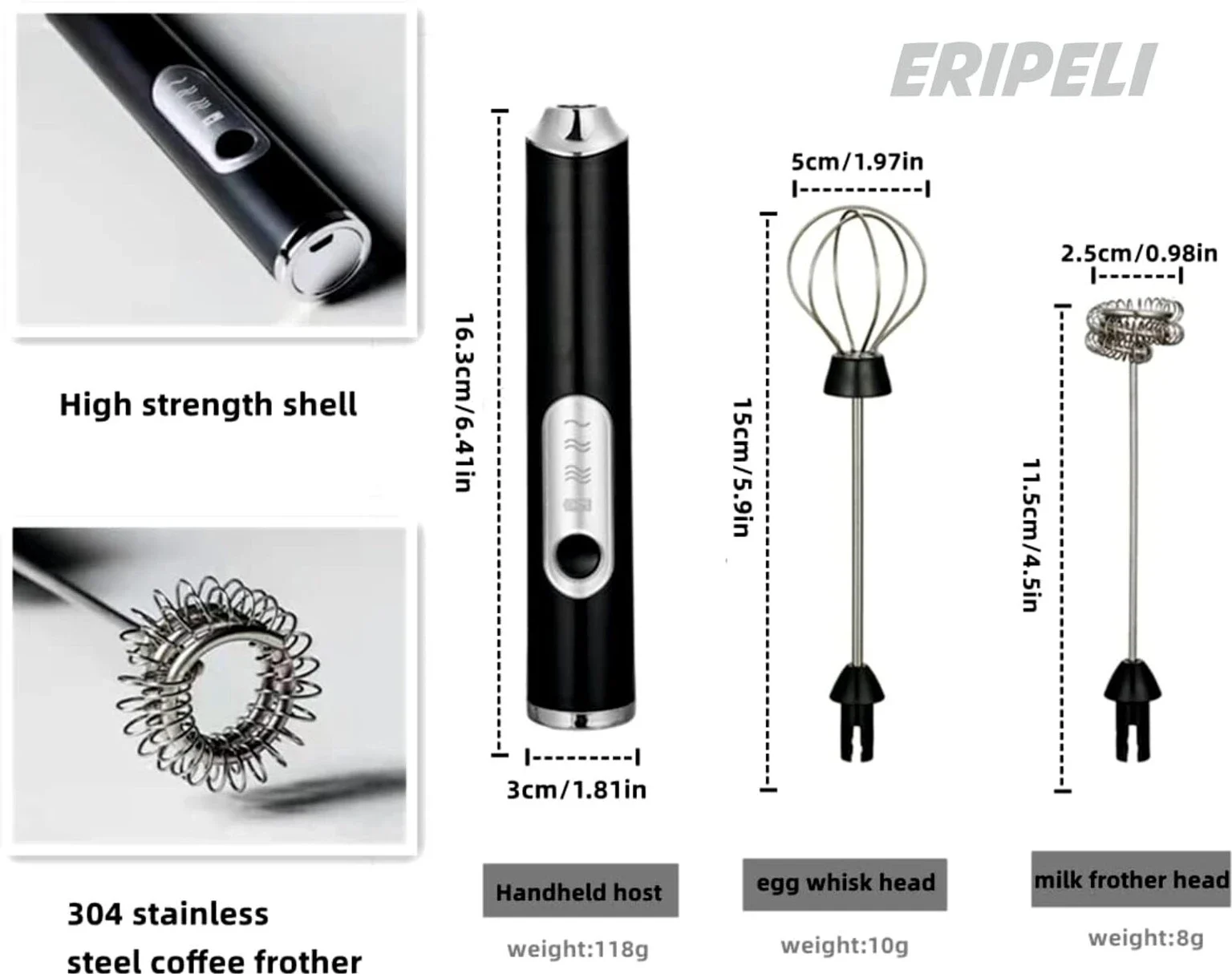 Milk Frother Handheld for Coffee, Electric Hand Foamer Blender for Drink Mixer.