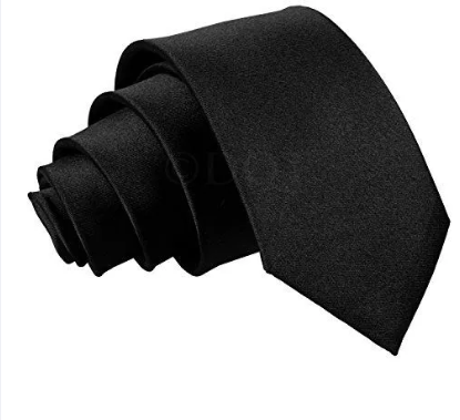 Tie Shiny Mens Solid Skinny 2" Inch Black Necktie Tie