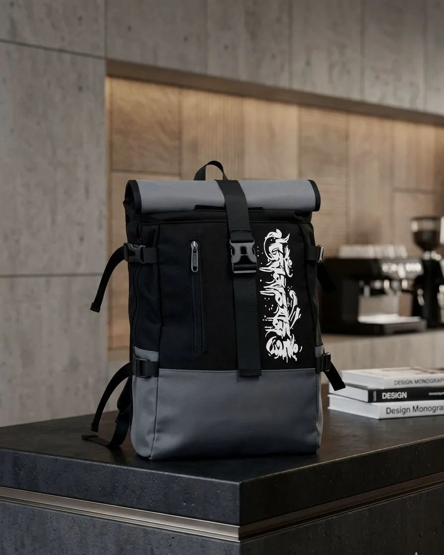 Roll Top Water Resistant Backpack | Stylish Travel & College Bag | Laptop Compatible | Multi-Pocket Design