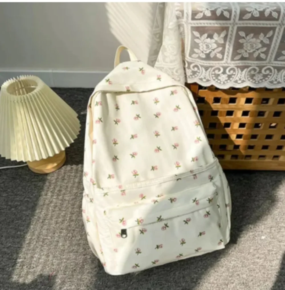 Cute floral backpack with a soft pastel vibe - perfect for everyday use
