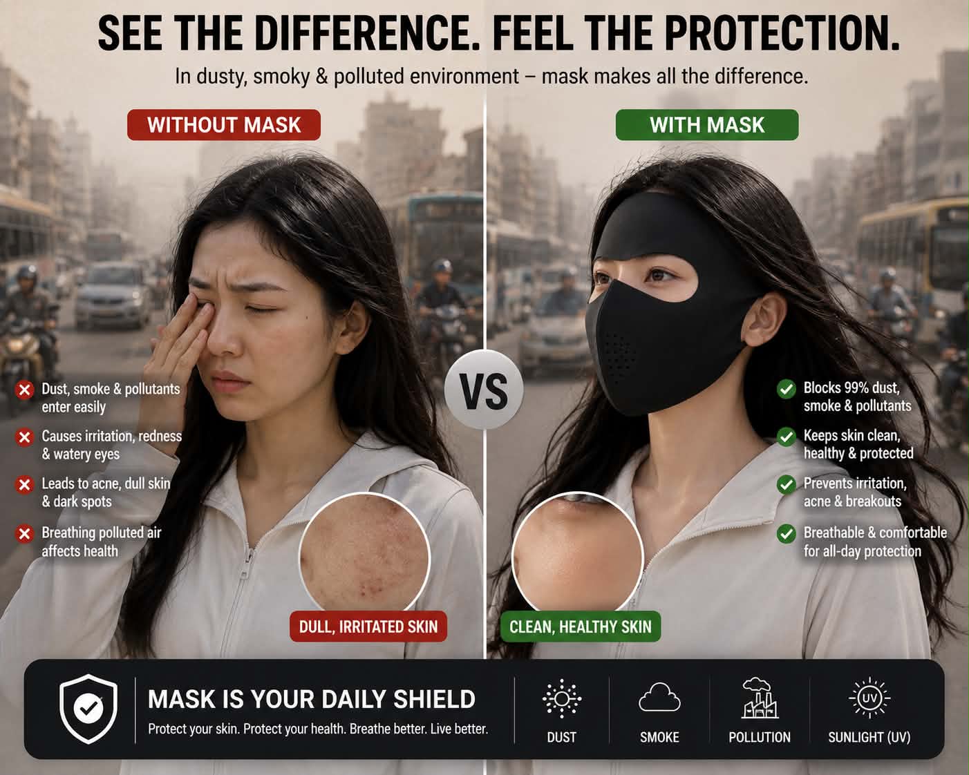 Uv protection face mask