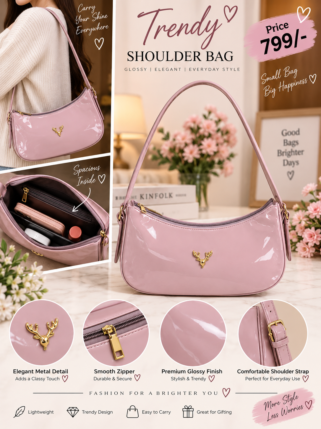 Glossy shoulder bag
