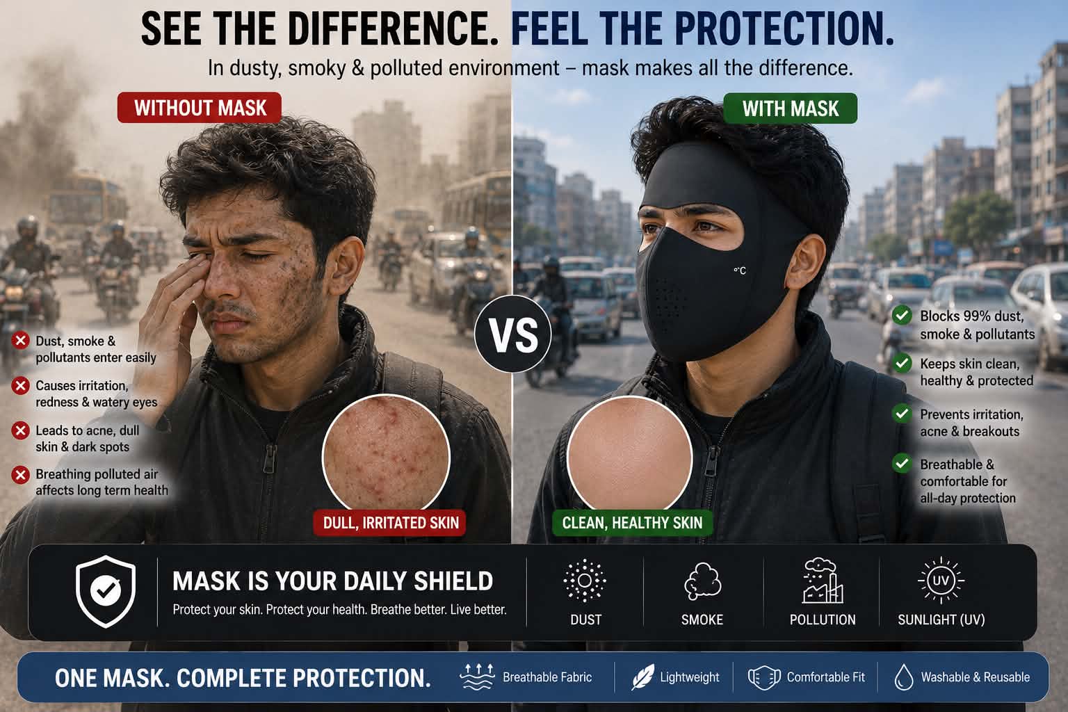 Uv protection face mask