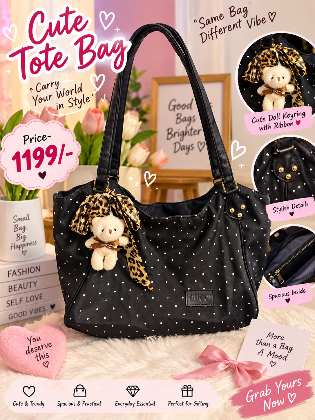 Polkadot tote bag