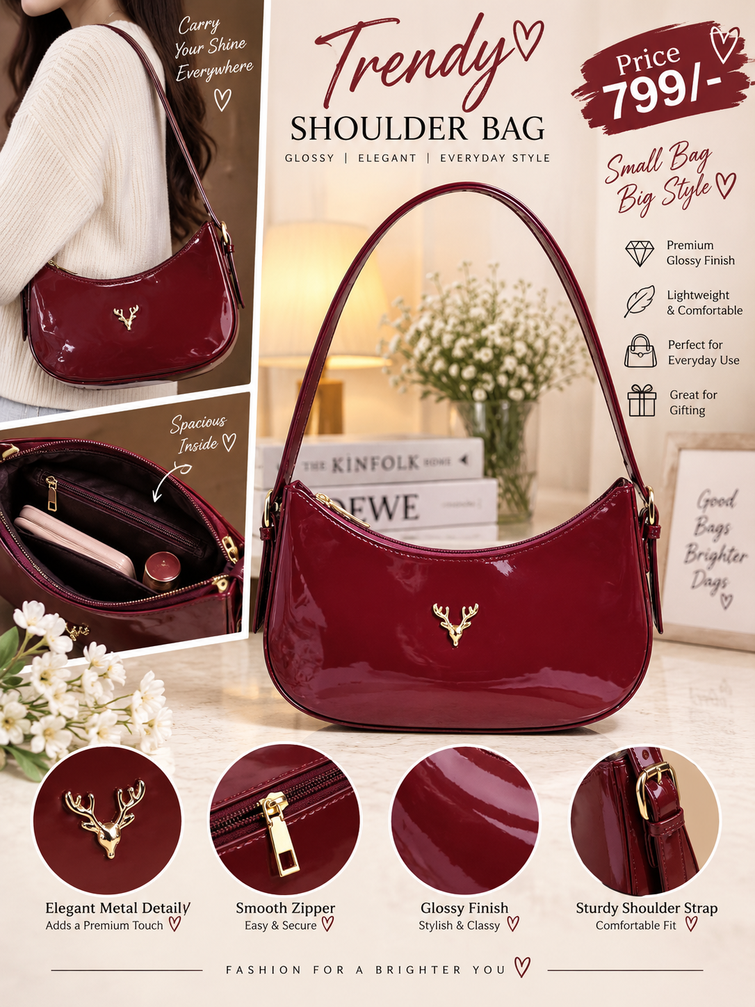 Glossy shoulder bag