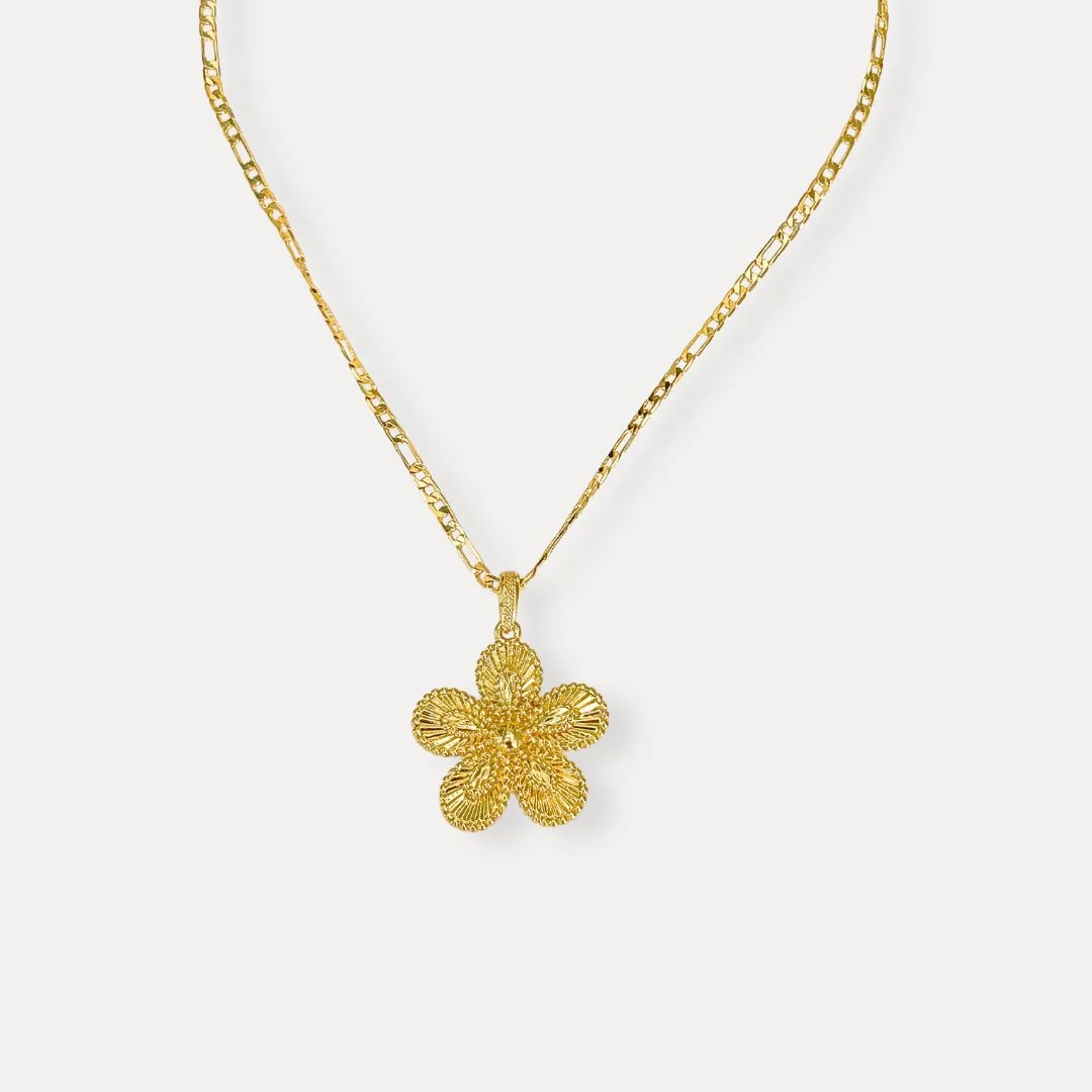 Golden Bloom Floral Pendant Necklace