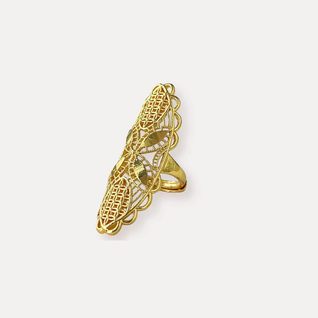 Royal Filigree Elongated Shield Ring