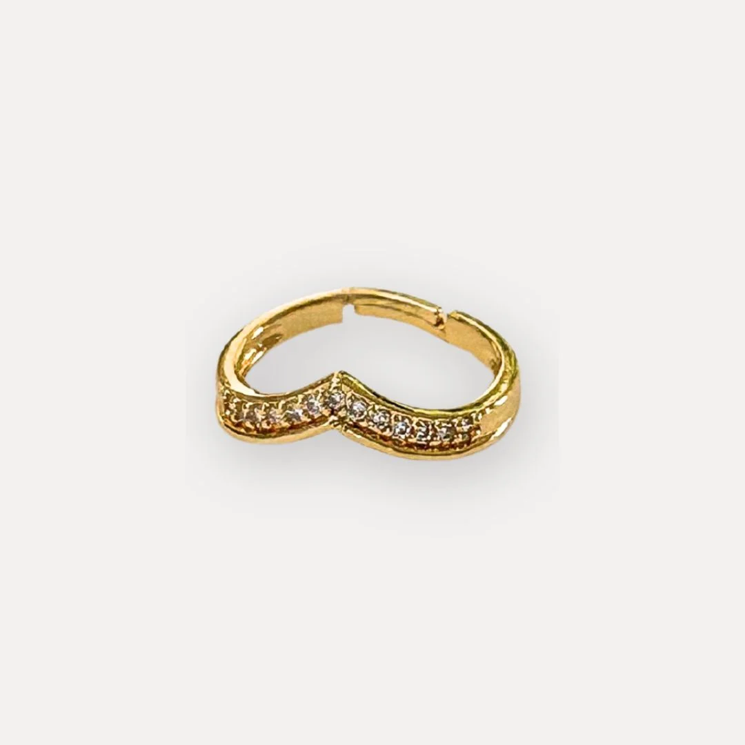 Dainty Curved Chevron Pave Band