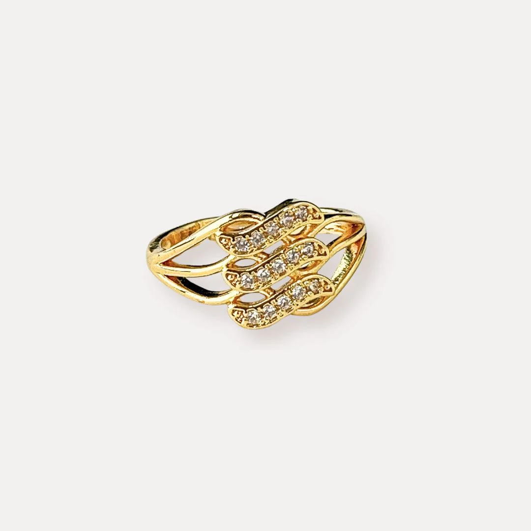 Triple Swirl Crystal Pave Ring