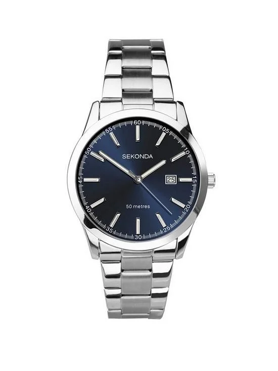 Sekonda Mens Taylor Silver Stainless Steel Bracelet 41mm Analogue watch Vis