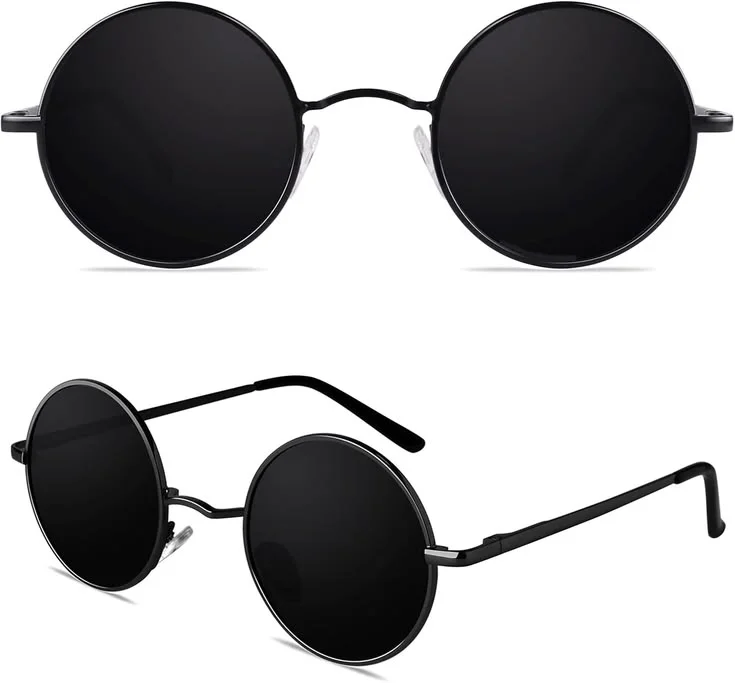 Retro Round Polarized Sunglasses Unisex Metal Frame Uv400 Circle Shades