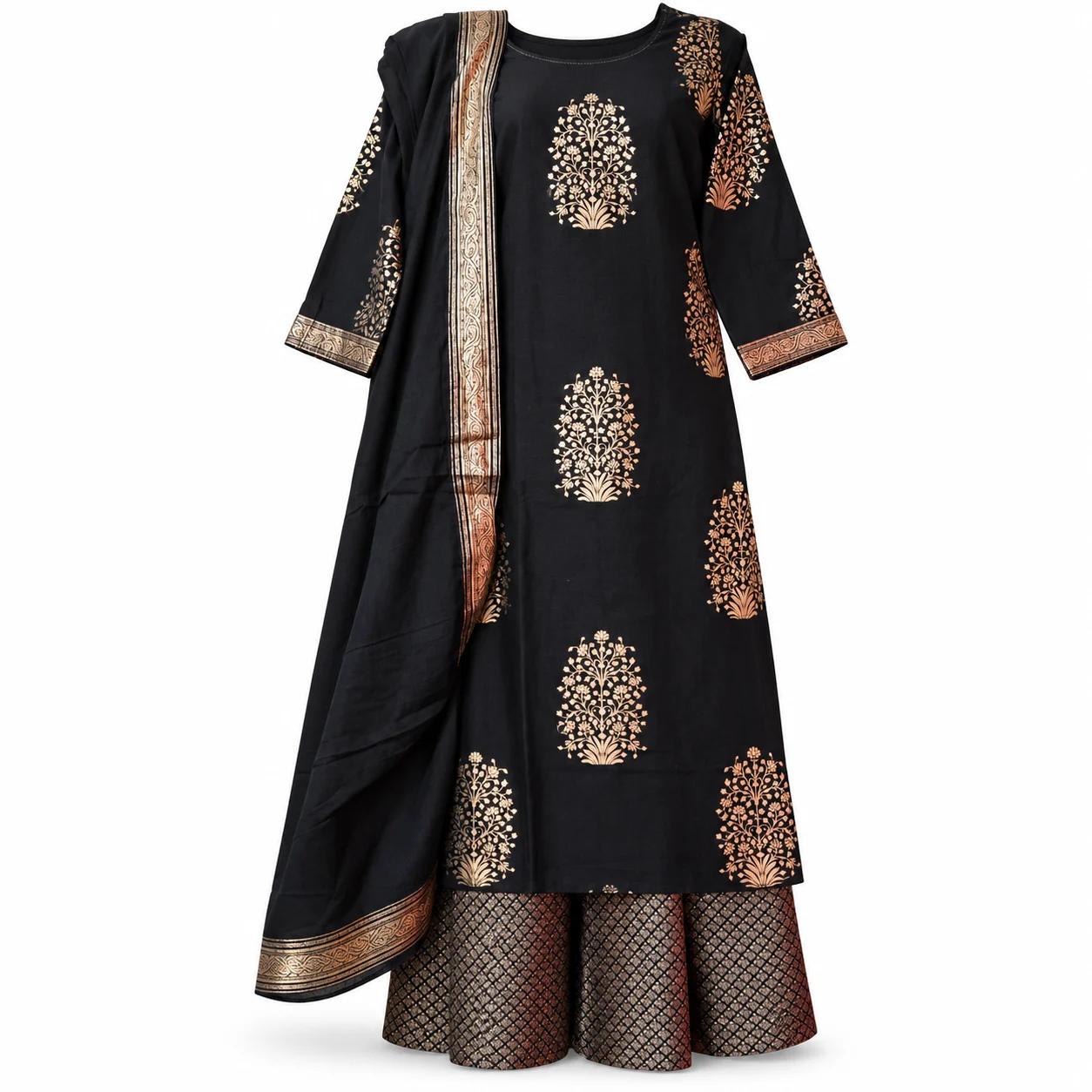 Black and Gold Kurta Palazzo Set
