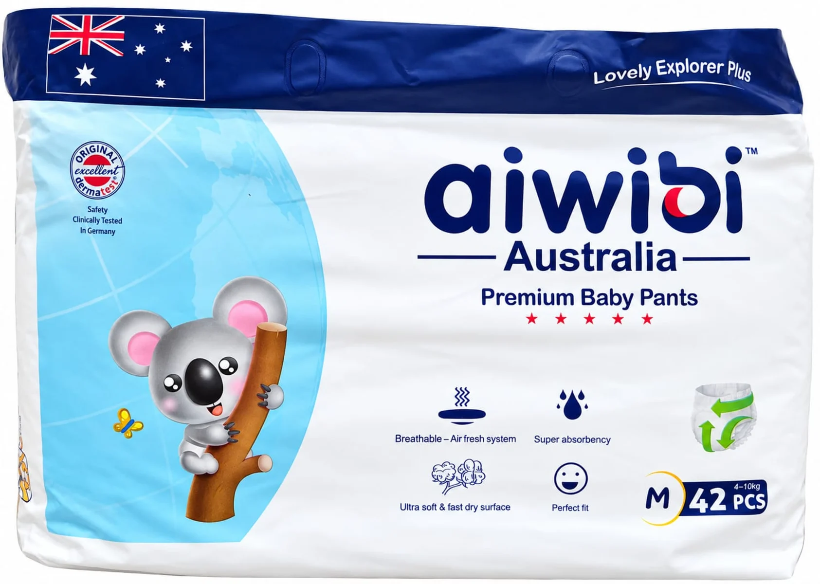 aiwibi Diapers - Premium baby pants (Size - M) - 42 pcs
