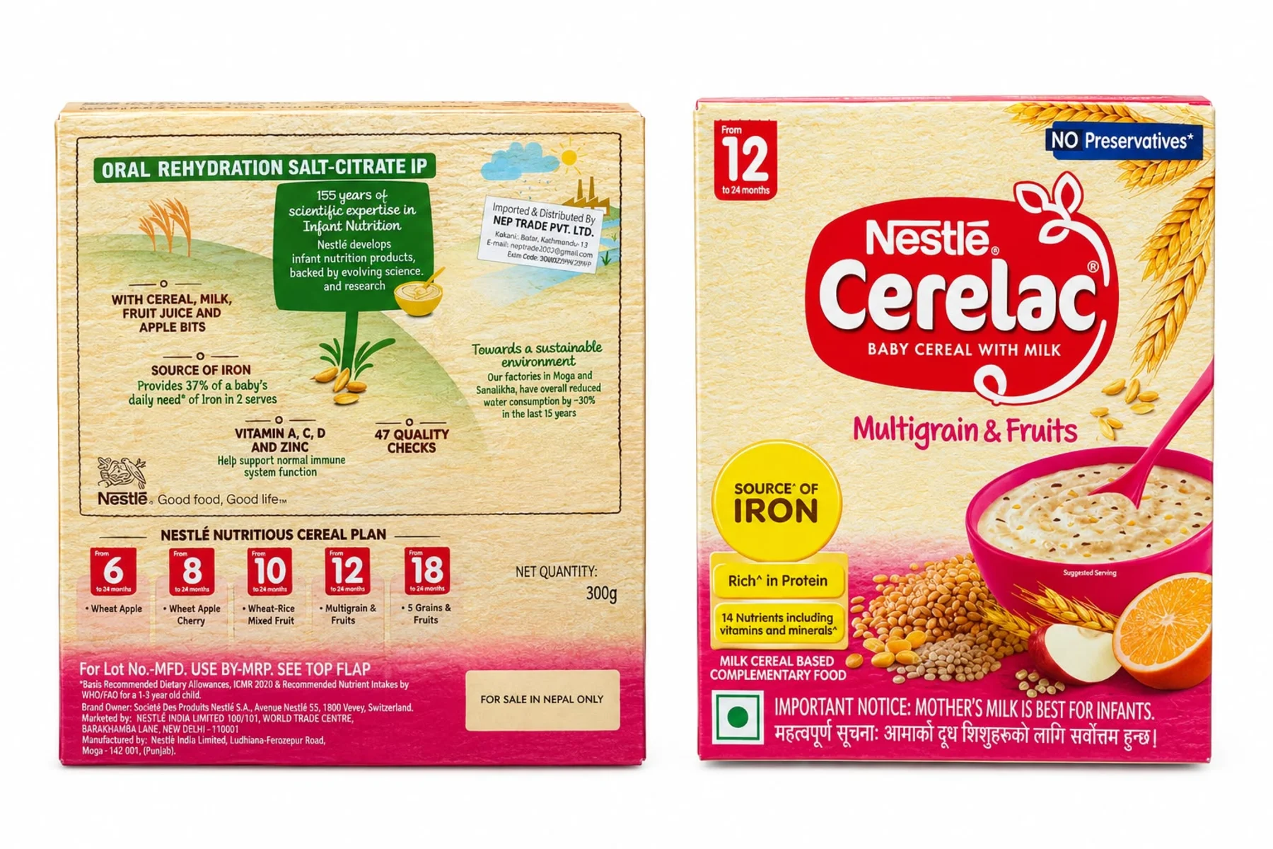 Nestle Cerelac Multigrain & Fruits Baby Cereal, 12 to 24 Months, 300gm Refill Pack