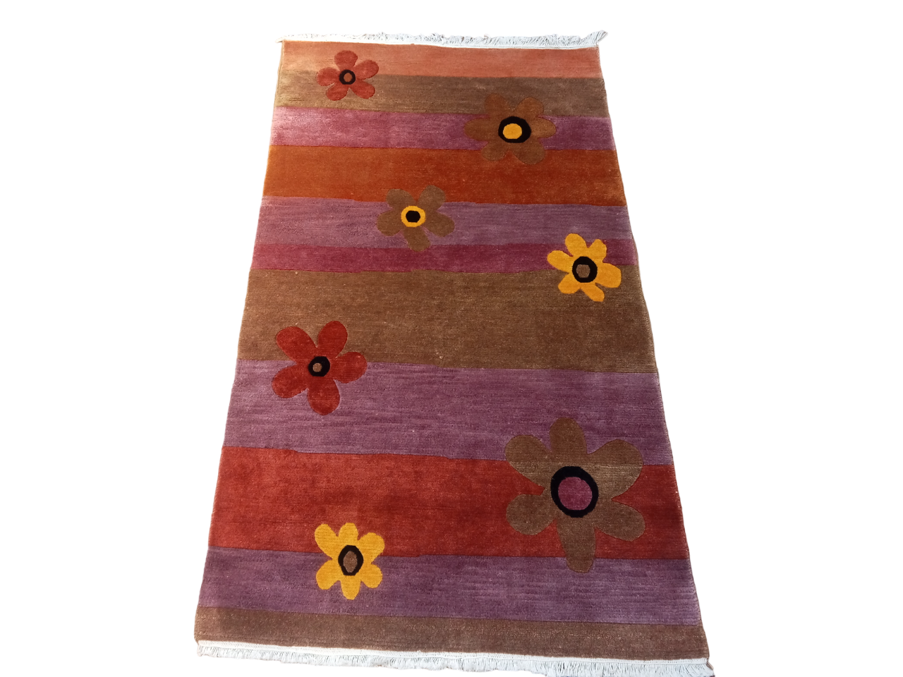 Hand-Knotted Nepali Woolen Carpet | Purple Floral Area Rug | 60 Knots (93x162 cm)