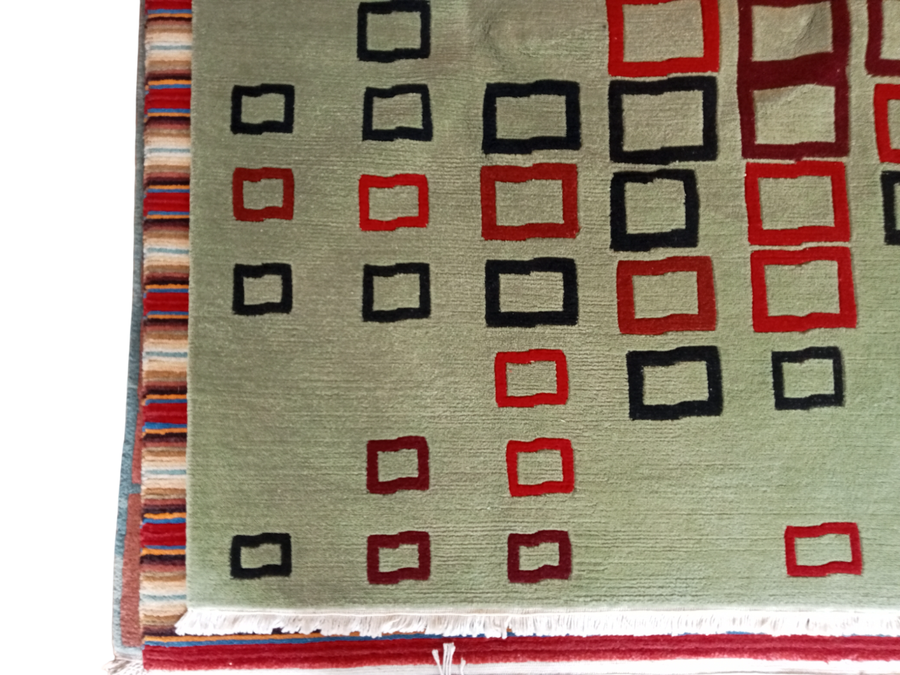 Premium Hand-Knotted Nepali Wool Rug | Light Green Modern Carpet (170x240 cm / 5.58x7.87 Ft) | 60 Knots Tibetan Weave