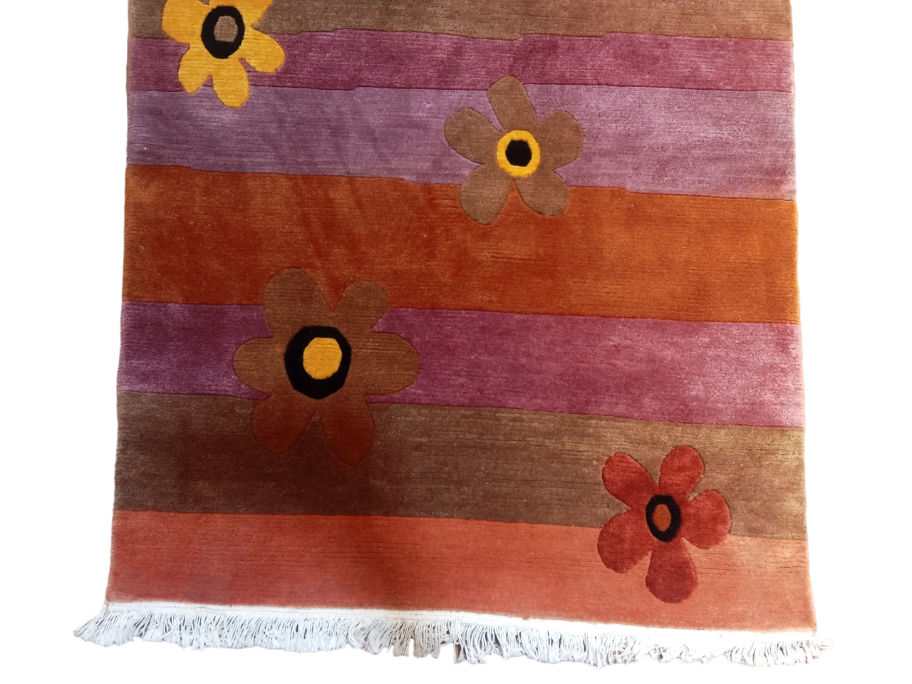 Hand-Knotted Nepali Woolen Carpet | Purple Floral Area Rug | 60 Knots (93x162 cm)