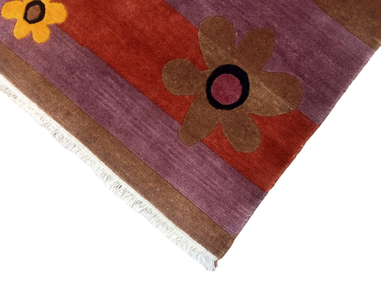 Hand-Knotted Nepali Woolen Carpet | Purple Floral Area Rug | 60 Knots (93x162 cm)