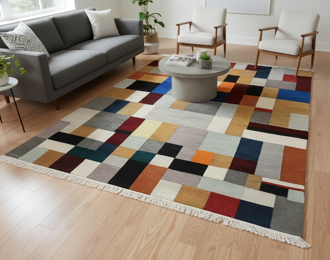 Premium Hand-Knotted Nepali Woolen Carpet (60 Knots) – Traditional Multicolor Rug for Living Room & Bedroom (170 cm x 240 cm / 5.5 x 7.8 Ft)