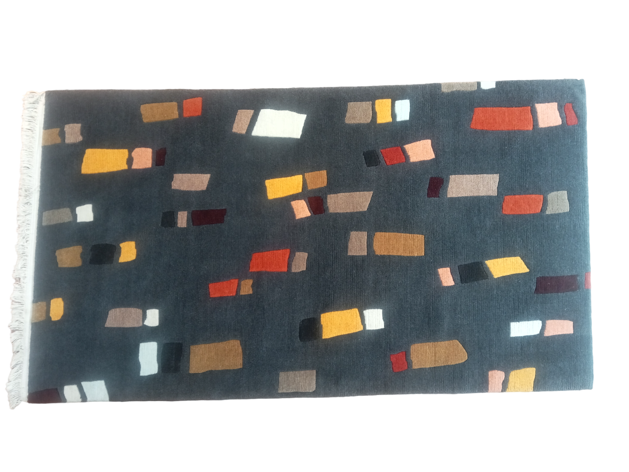 Handknotted Nepali Wool Carpet 60 Knots Navy Blue Modern Design 3.02 Ft x 5.34 Ft